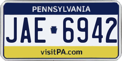 PA license plate JAE6942