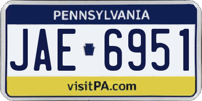 PA license plate JAE6951