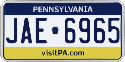 PA license plate JAE6965