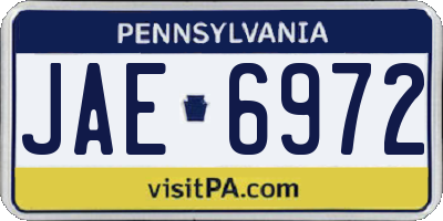 PA license plate JAE6972