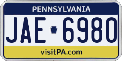 PA license plate JAE6980