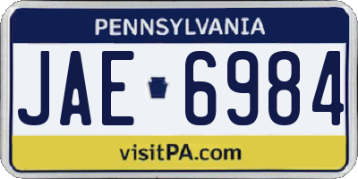 PA license plate JAE6984