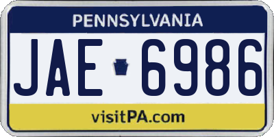 PA license plate JAE6986