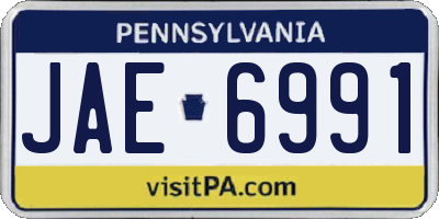 PA license plate JAE6991