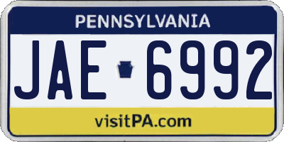 PA license plate JAE6992