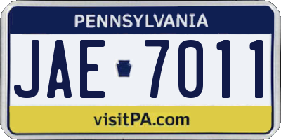 PA license plate JAE7011