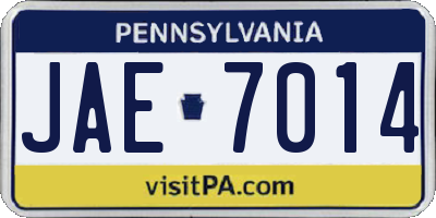 PA license plate JAE7014