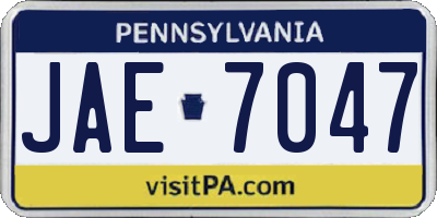 PA license plate JAE7047