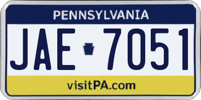 PA license plate JAE7051