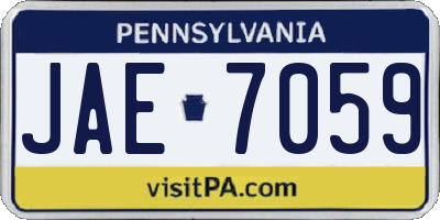 PA license plate JAE7059