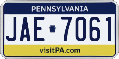 PA license plate JAE7061