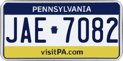 PA license plate JAE7082