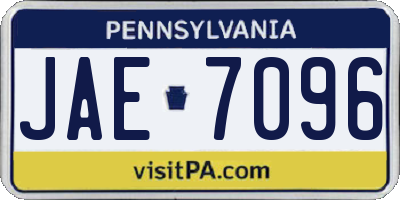 PA license plate JAE7096