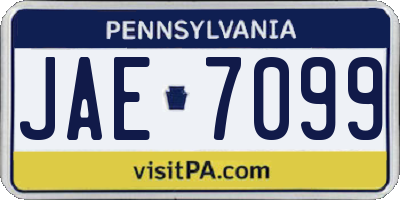 PA license plate JAE7099