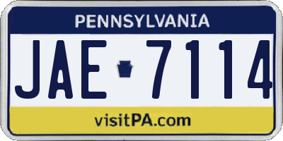 PA license plate JAE7114