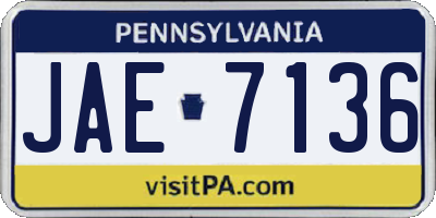 PA license plate JAE7136