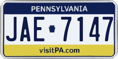 PA license plate JAE7147