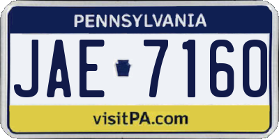 PA license plate JAE7160