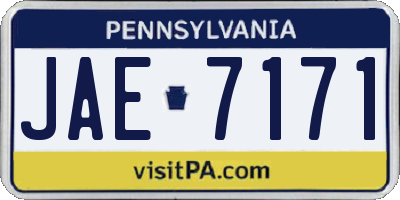 PA license plate JAE7171