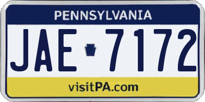 PA license plate JAE7172