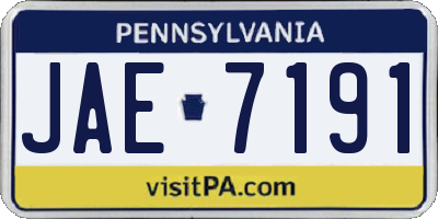 PA license plate JAE7191