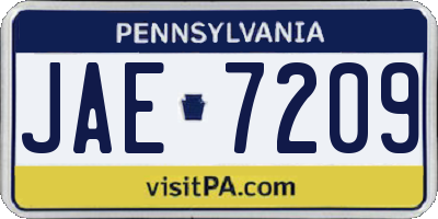 PA license plate JAE7209