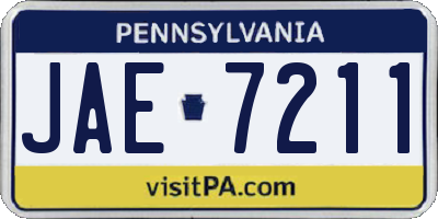 PA license plate JAE7211