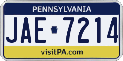 PA license plate JAE7214