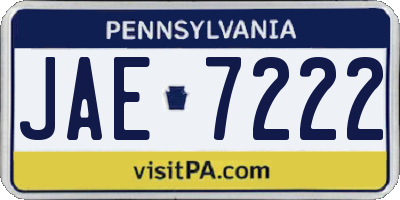 PA license plate JAE7222