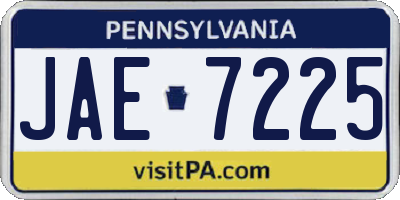 PA license plate JAE7225