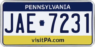 PA license plate JAE7231