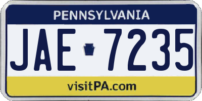 PA license plate JAE7235