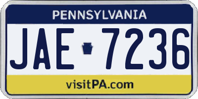 PA license plate JAE7236