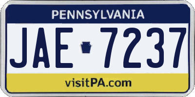 PA license plate JAE7237