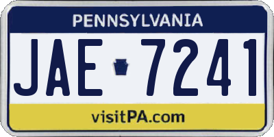 PA license plate JAE7241