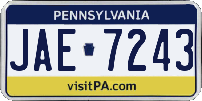 PA license plate JAE7243
