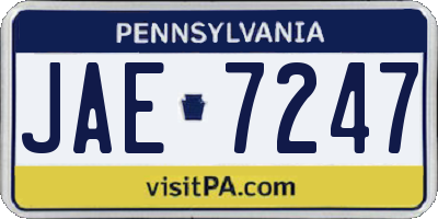 PA license plate JAE7247