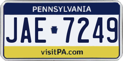 PA license plate JAE7249