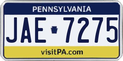 PA license plate JAE7275