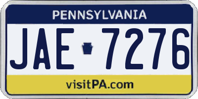 PA license plate JAE7276