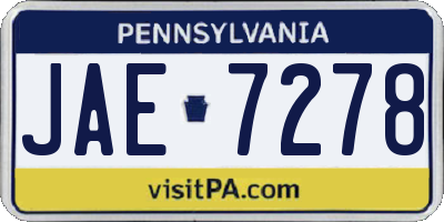PA license plate JAE7278