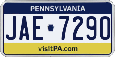 PA license plate JAE7290