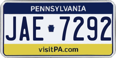 PA license plate JAE7292