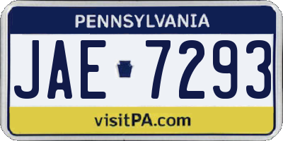 PA license plate JAE7293