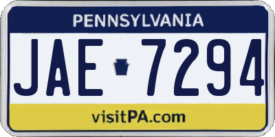 PA license plate JAE7294