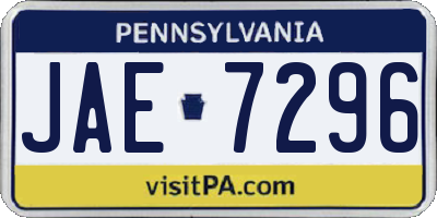 PA license plate JAE7296