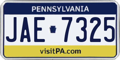 PA license plate JAE7325
