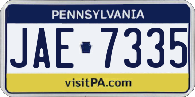 PA license plate JAE7335