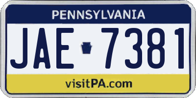 PA license plate JAE7381