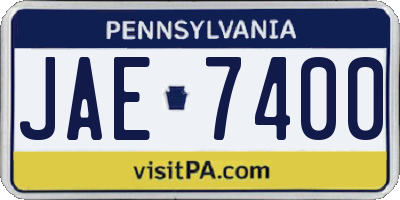 PA license plate JAE7400